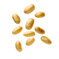 Obraz premium Raw fresh potatoes falling in motion, natural organic vegetable concept, Isolated Transparent Background
