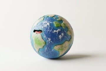 Fototapeta premium A cracked Earth egg symbolizes environmental damage and the urgent need for global sustainability.