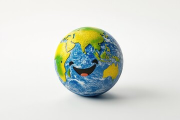 Fototapeta premium A smiling Earth egg, a cheerful representation of our planet.