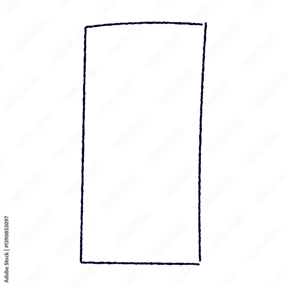 Poster hand drawn rectangular frame with rough brush strokes, sketchy pencil and marker border, scribbled s