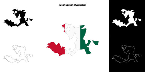 Miahuatlan municipality (Oaxaca) outline map set