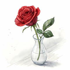 Fototapeta premium Four red roses in a clear glass vase a simple elegant bouquet perfect for a romantic gift or home decor