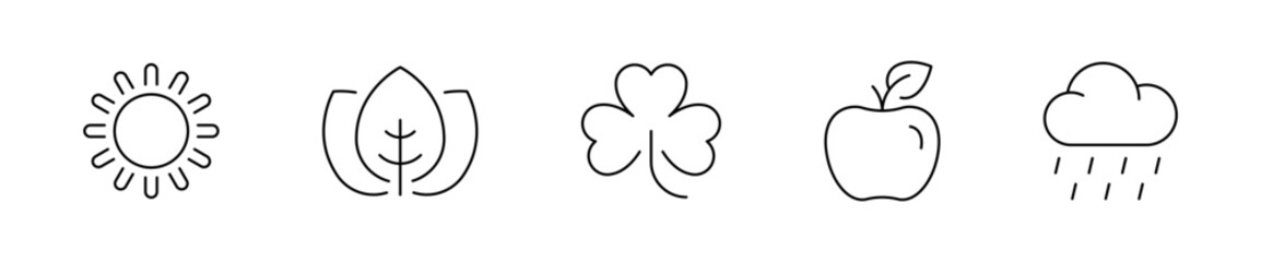 Ecology vector icons. Outline ecology icons. Editable stroke ecology icons