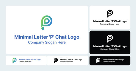 Minimal Letter 'P' Chat Logo | Messaging & Communication Branding
