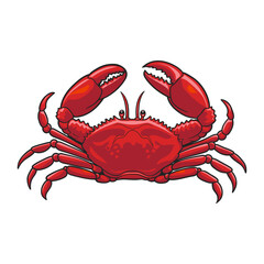 Crab illustration with sharp claws and segmented legs, great for seafood promotions and marine conservation