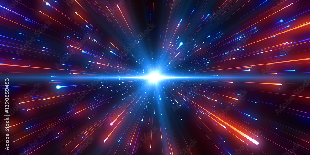 Aufkleber abstract background in blue and red neon glow colors. speed of light in galaxy. explosion in univers