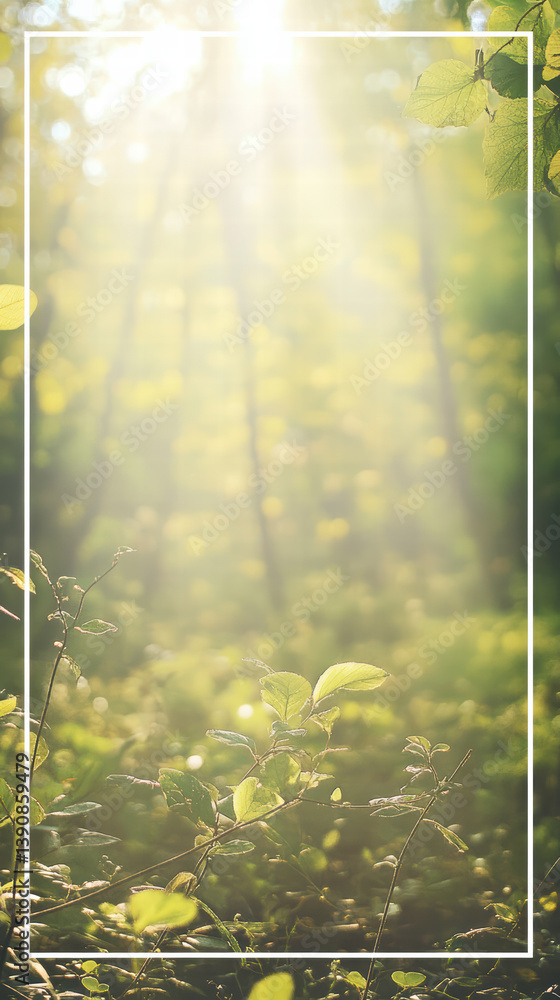 Poster forest light: an image captures the serenity of a sunlit forest with light streaming through the tre