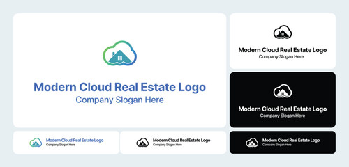 Modern Cloud Real Estate Logo | Digital Property Branding