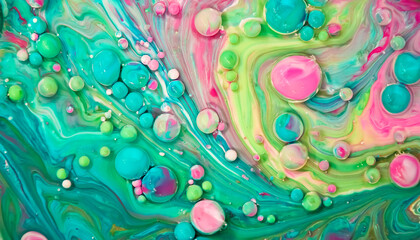 Vivid Pastel Bubble Flow in Abstract Acrylic Style