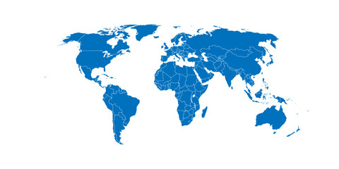 Obraz premium World map. Blue modern vector map. Silhouette map