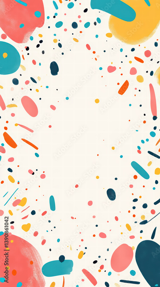 Poster confetti-inspired: an abstract artistic background that bursts with colorful spots and splashes of v