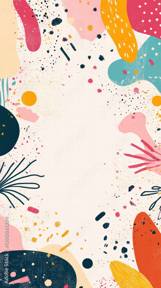 Poster abstract artistic composition: vibrant and colorful design is a fresh, clean canvas of playful shape