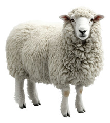 Naklejka premium Fluffy sheep standing on a white background with a soft chaos style effect Generative AI