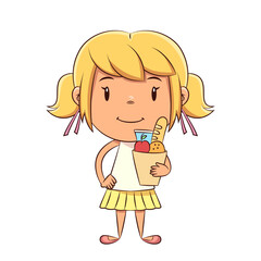 Little girl holding grocery bag
