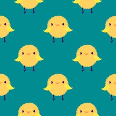 Easter chicken and eggs seamless birds pattern for wrapping paper and fabrics