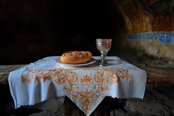 Maundy Thursday: sacred commemoration, holy rite, washing of feet, church service, Christian observance, Last Supper remembrance, spiritual occasion, prayer meeting, religious importance.