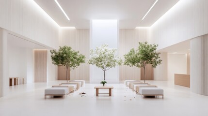 Modern minimalist hall with trees