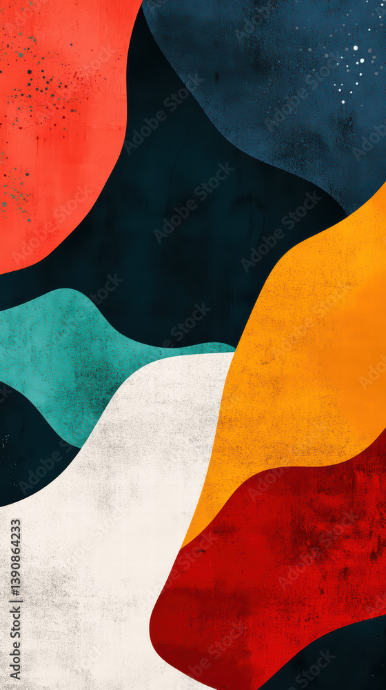 Poster abstract art: a vibrant artwork showcasing an abstract composition with overlapping shapes, textured
