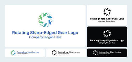 Rotating Sharp-Edged Gear Logo | Dynamic Industrial Design