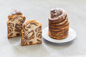 Easter cake. Kraffin. ight gray backgound