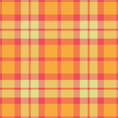 Deep coral pink Seamless Tartan with Deep butterscotch accents Fabric Design