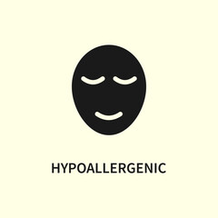 Hypoallergenic icon. Head Hypoallergenic Logo. Hypoallergenic Tested Cosmetic Product Black Symbol Collection. Soft Sensitive Skin Sign. Isolated Vector Illustration.