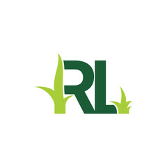 Initials Letters RL with Grass Logo Vector 001
