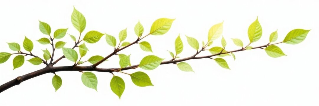 isolated branches with leaves on white background, white, abstract, branchy