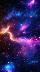 Obraz premium Cosmic Nebula: A vibrant nebula swirls with hues of pink, purple, blue, and orange, stars scattered across the canvas of space.