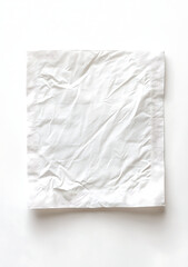 White blank napkin, top view, isolated on a white background, ultra-realistic photography.