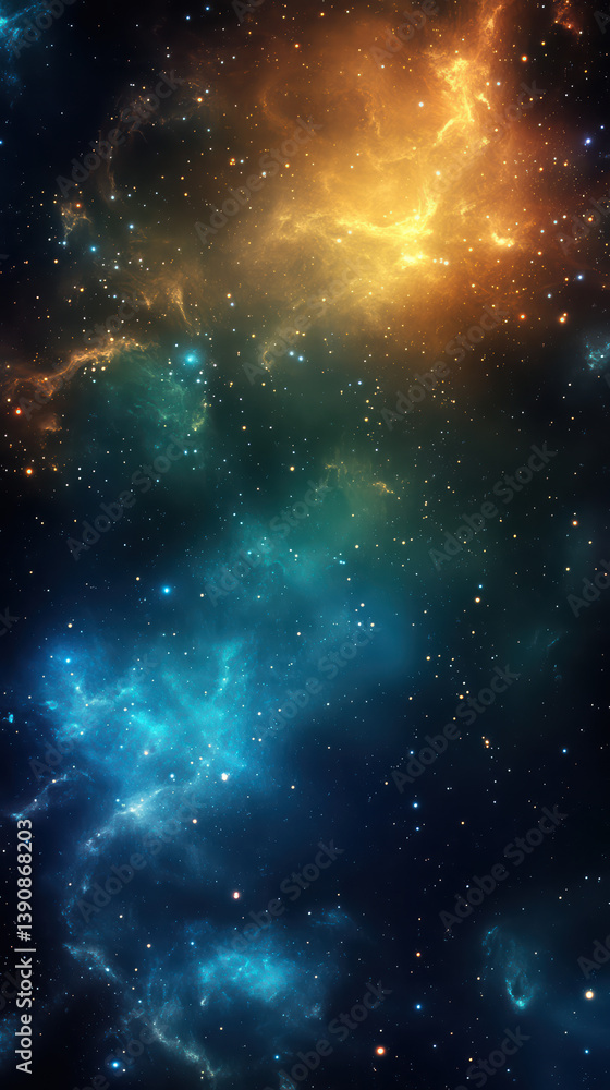 Poster nebula in space: an ethereal display of cosmic wonder, a vibrant nebula glows with a mesmerizing arr
