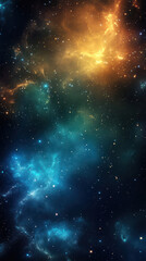 Fototapeta premium Nebula in Space: An ethereal display of cosmic wonder, a vibrant nebula glows with a mesmerizing array of celestial hues, the scattered stars offering a glimpse into the vastness of space.