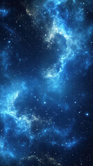 Obraz premium Cosmic Nebula: A breathtaking view of a vibrant blue nebula, swirling with cosmic dust and gas, amidst a tapestry of twinkling stars. The image evokes a sense of wonder and mystery.