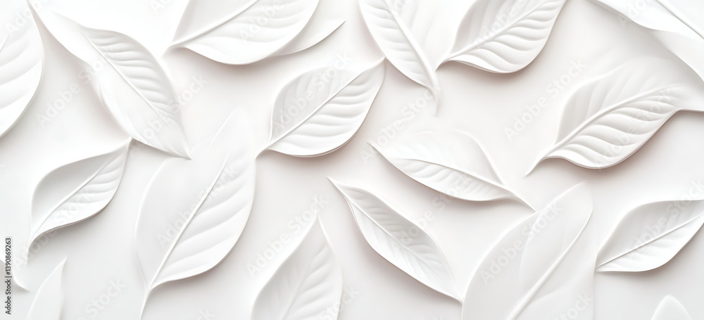 Poster i̇nterior. white background with a pattern of leaf-like shapes in an elegant and minimalist style, su