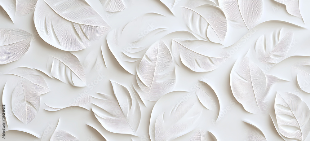 Aufkleber i̇nterior. white background with a pattern of leaf-like shapes in an elegant and minimalist style, su