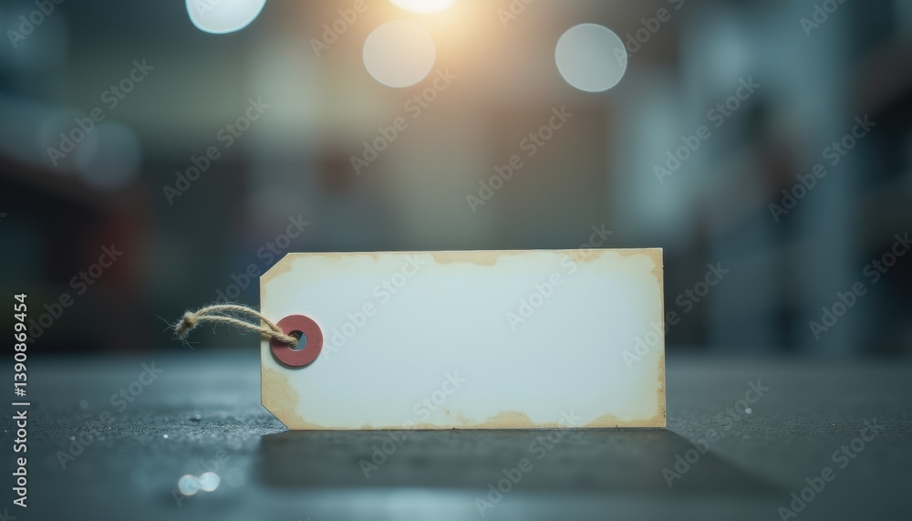 Aufkleber blank price tag with red circle on blurred background