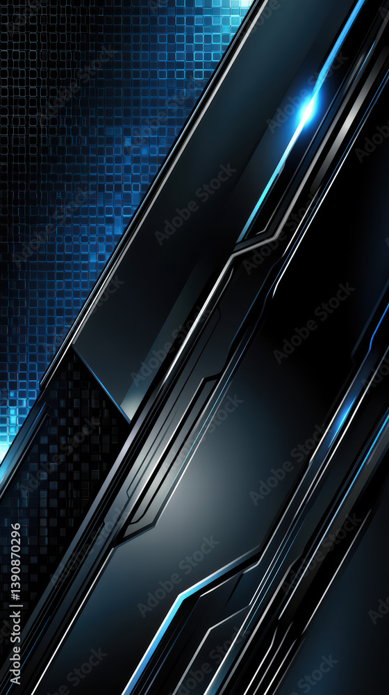 Poster abstract digital structure: a captivating composition of sleek, modern metallic surfaces interplays 