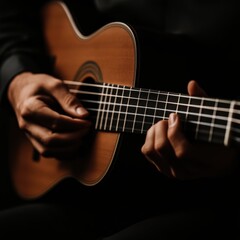 Fototapeta premium Vibrant strum of a traditional Mexican guitar with joyful spirit and subtle motion