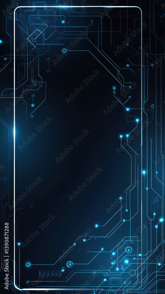 Poster digital connectivity: a modern graphic showcasing digital connections, circuit patterns and glowing 