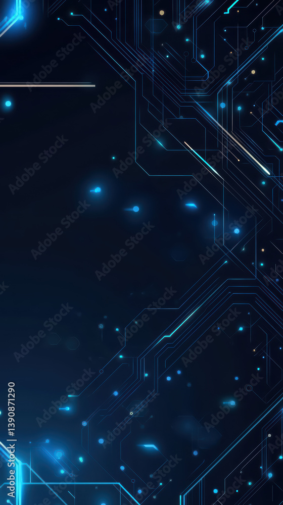 Aufkleber digital circuitry: a detailed close-up of an illuminated digital circuit board with glowing blue ele