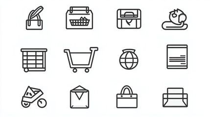 Vector shopping icons set for ecommerce online store retail business market and shop website design elements