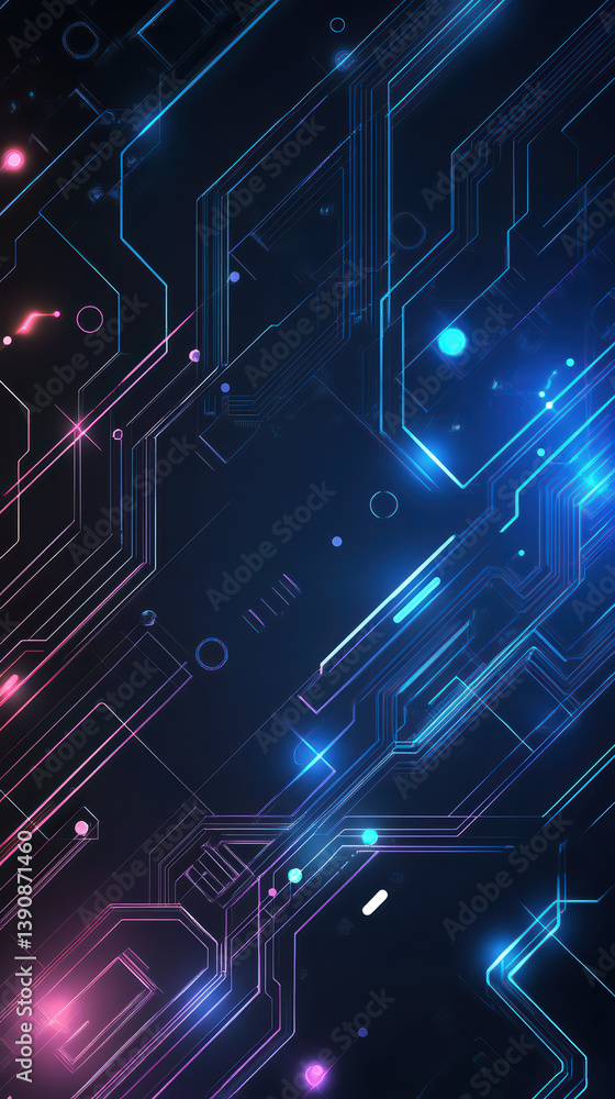 Poster digital circuitry: a vibrant depiction of digital circuitry, showcasing intricate lines and intercon