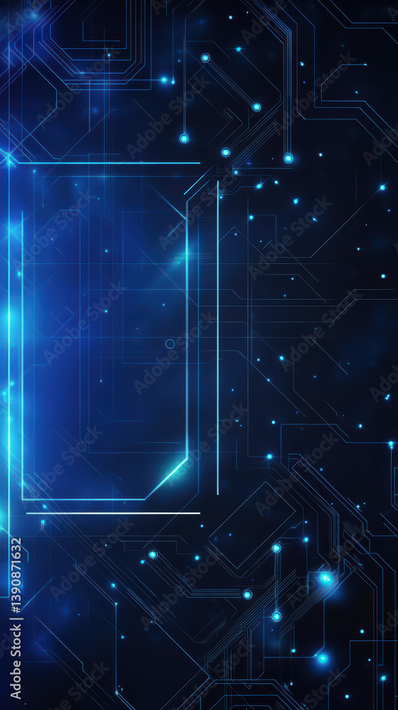 Aufkleber digital gate: abstract digital gate with glowing blue light on dark background. futuristic technolog