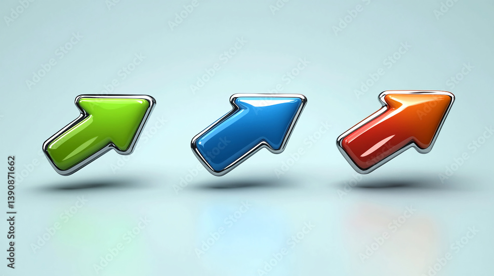 Poster colorful arrow direction pointers graphic design elements for navigation and wayfinding concept art 