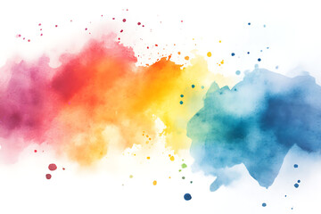 Watercolor background, white canvas with colorful watercolor stains.
