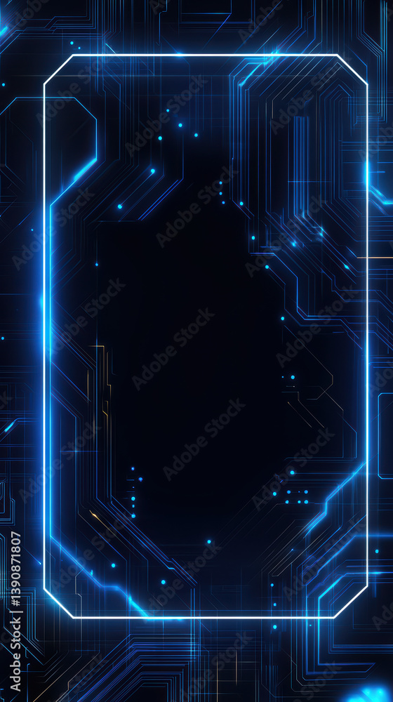 Poster neon edge of technology: a mesmerizing image of glowing circuit boards, showcasing the vibrant digit
