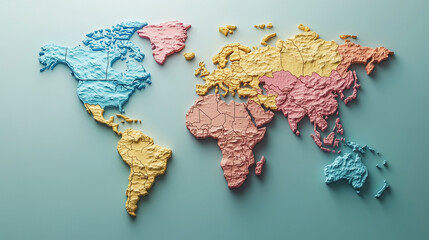 3D pie chart overlaid on a world map, symbolizing global demographic data distribution, modern analytics, and international population insights through a tech-forward visual style.

