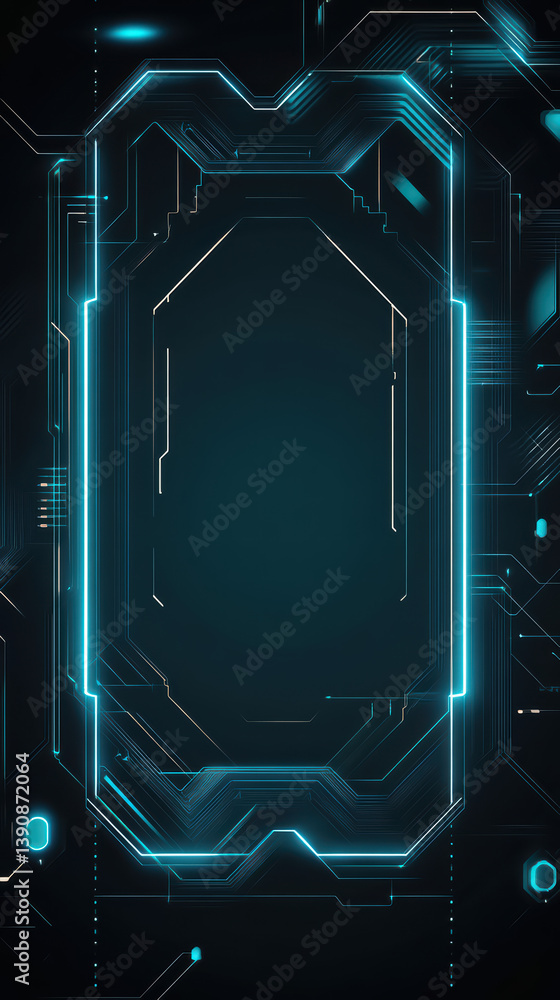 Poster neon tech frame: a captivating display of technological advancement and futuristic design, featuring