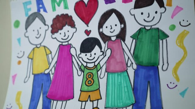 Children Drawing of Family