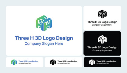 Three H 3D Logo Design | Triple H Three-Dimensional Logo
